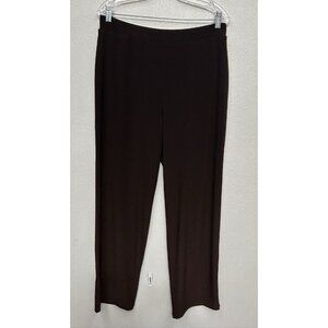 Susan Graver Liquid Knit Stretch Straight Leg Pants Pull On Womens Medium Brown